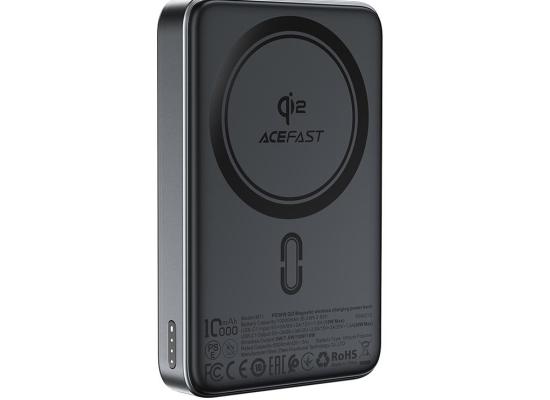 ACEFAST M11 10000mAh Qi2 15W Magnetic Wireless Charging Power Bank Fast Charging For iPhone 16/15 USB C PD30W Extra Battery Travel - Black